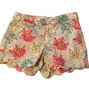 Crown & Ivy Tropical Isle Coral Scalloped Hem Shorts Girls size 12